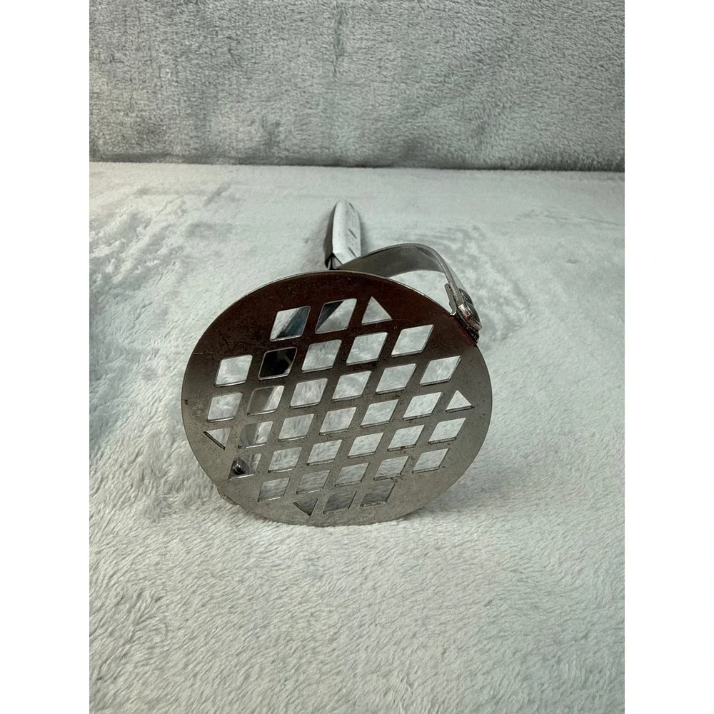 Vintage Stainless USA Potato Masher Blue Cornflower White Handle Retro Kitchen